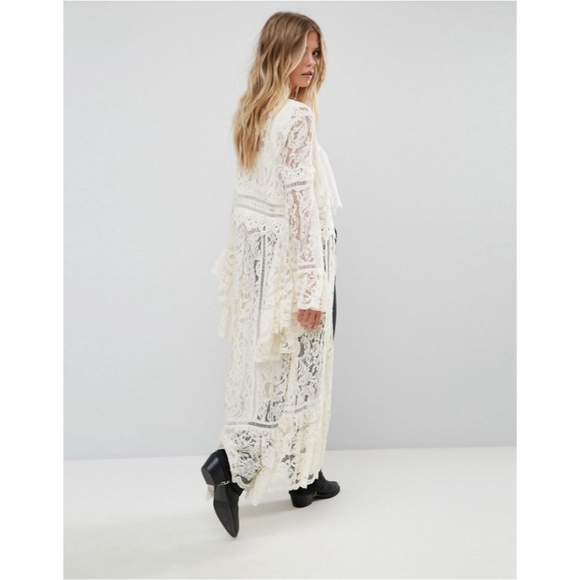 SOLD. Free People Rhiannon Lace Kimono Maxi Top Nwot - Picture 12 of 13